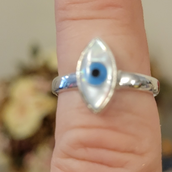 925 Genuine Turquoise & Shell composite Sterling silver ring 7 - Picture 2 of 5